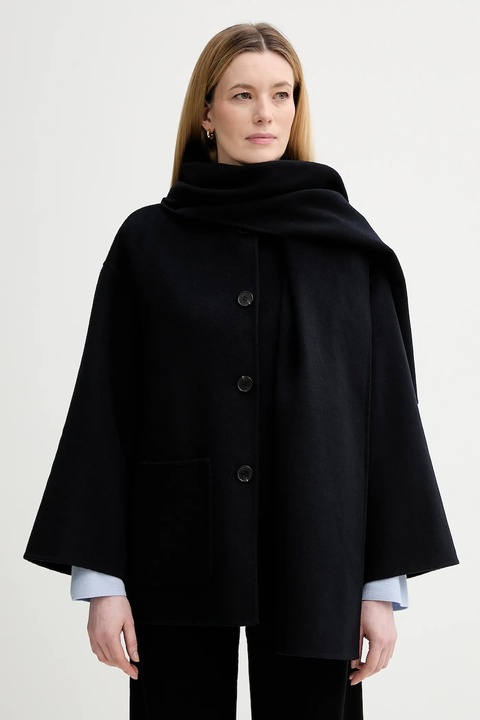 Marc O'Polo płaszcz z dodatkiem wełny kolor granatowy 600005170013 - zdjęcie produktu nr 1