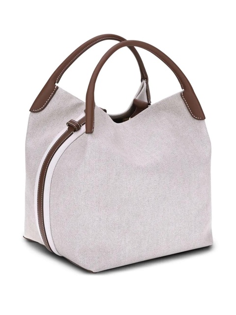 Loro Piana Bale leather-trimmed fabric tote bag - Grey - zdjęcie produktu nr 2