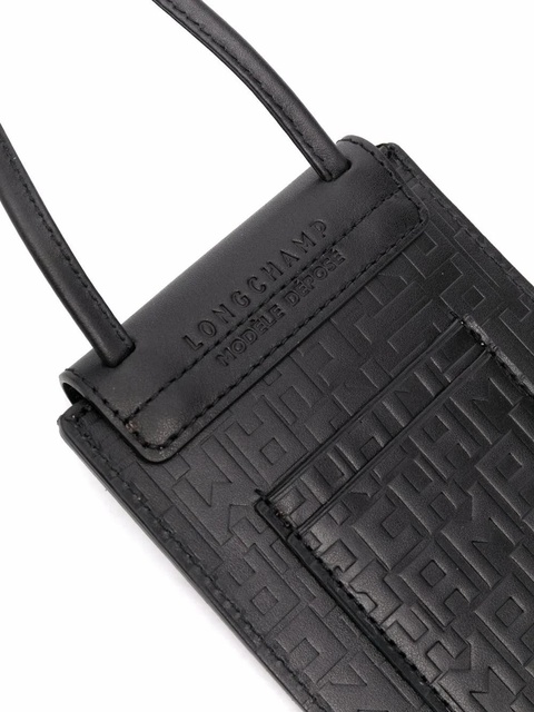 Longchamp Le Pliage Cuir phone case with strap - Black - zdjęcie produktu nr 2