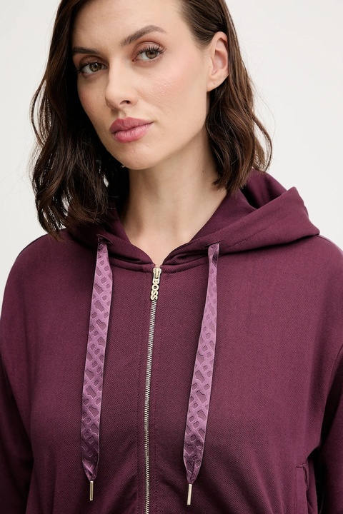 BOSS bluza lounge damska kolor różowy z kapturem gładka 50545635 - zdjęcie produktu nr 1