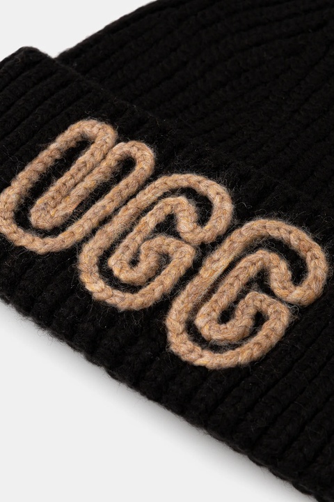 UGG czapka z domieszką wełny CHUNKY kolor czarny 102345 - zdjęcie produktu nr 2