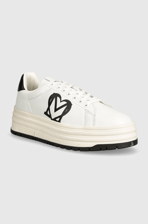 Love Moschino sneakersy skórzane kolor biały JA15096G1LIA110A - zdjęcie produktu nr 1