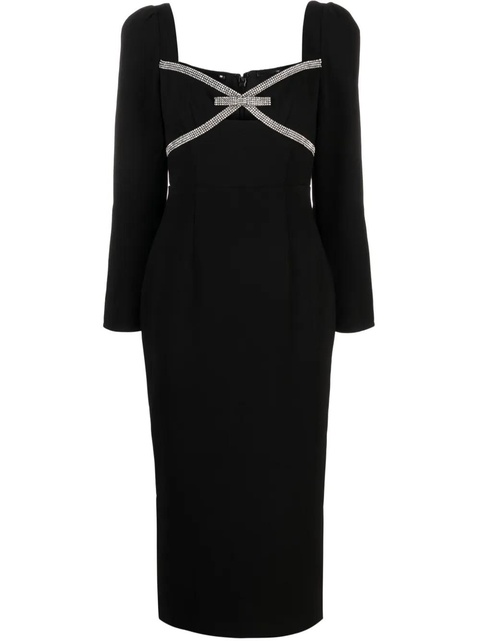 Self-Portrait bow-detail crepe midi dress - Black - zdjęcie produktu nr 1