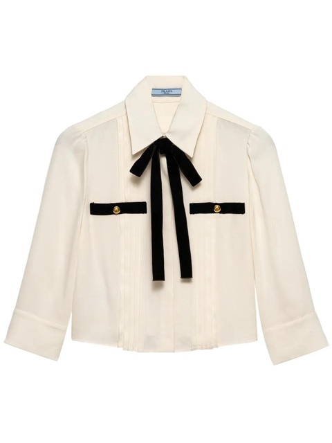 Prada pleated sablé blouse - Neutrals - zdjęcie produktu nr 1