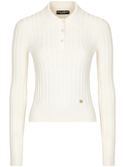 Dolce & Gabbana logo-plaque polo top - White - zdjęcie produktu nr 1