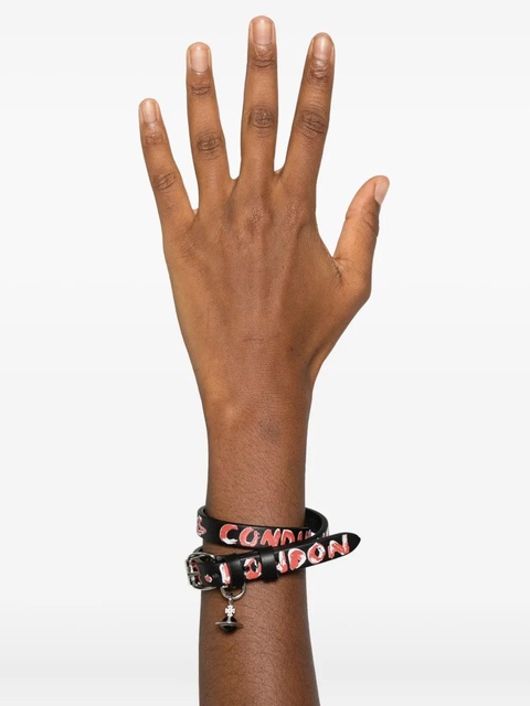 Vivienne Westwood Orb-embellished leather bracelet - Black - zdjęcie produktu nr 1