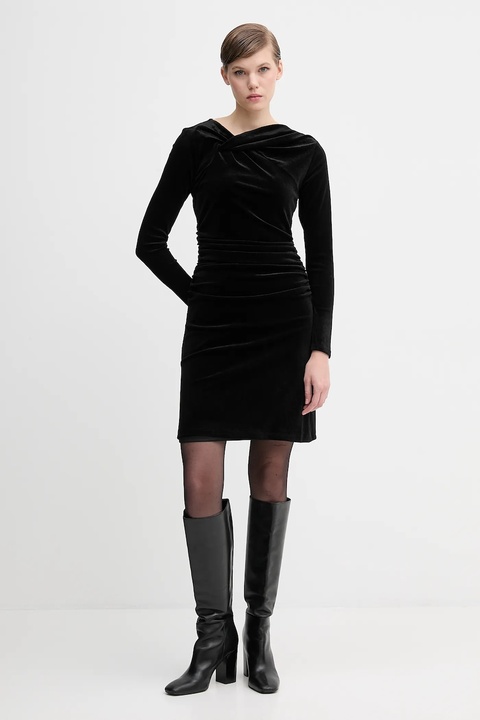 Dkny sukienka welurowa kolor czarny mini dopasowana DD5V1M55 - zdjęcie produktu nr 2