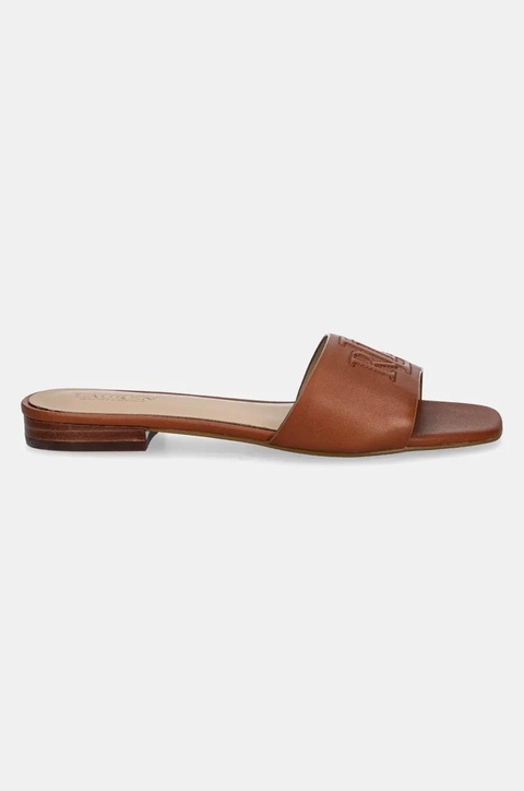 Lauren Ralph Lauren klapki skórzane Everley Sld damskie kolor brązowy 802959142002 - zdjęcie produktu nr 2