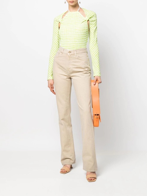 Jacquemus check-print cut-out bodysuit - Green - zdjęcie produktu nr 2