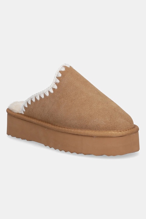 Answear.LAB kapcie zamszowe kolor brązowy - zdjęcie produktu nr 1