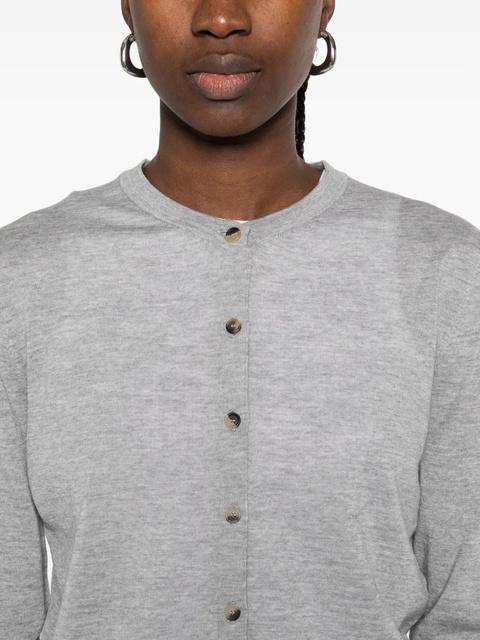 KHAITE button-front wool-blend cardigan - Grey - zdjęcie produktu nr 1