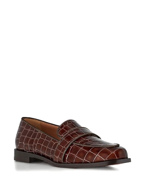Aquazzura Martin crocodile-effect loafers - Brown - zdjęcie produktu nr 2