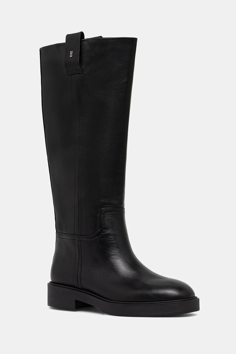 Nokwol kozaki skórzane Jose Black Leather damskie kolor czarny na płaskim obcasie Jose Black Leather - zdjęcie produktu nr 1
