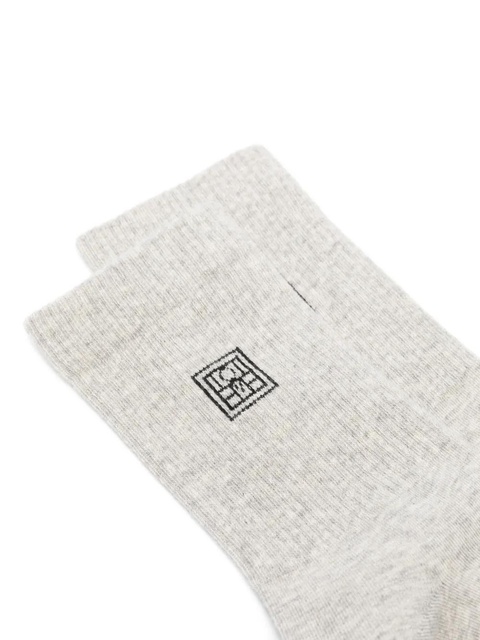 TOTEME monogram-embroidered socks (pack of two) - Grey - zdjęcie produktu nr 2