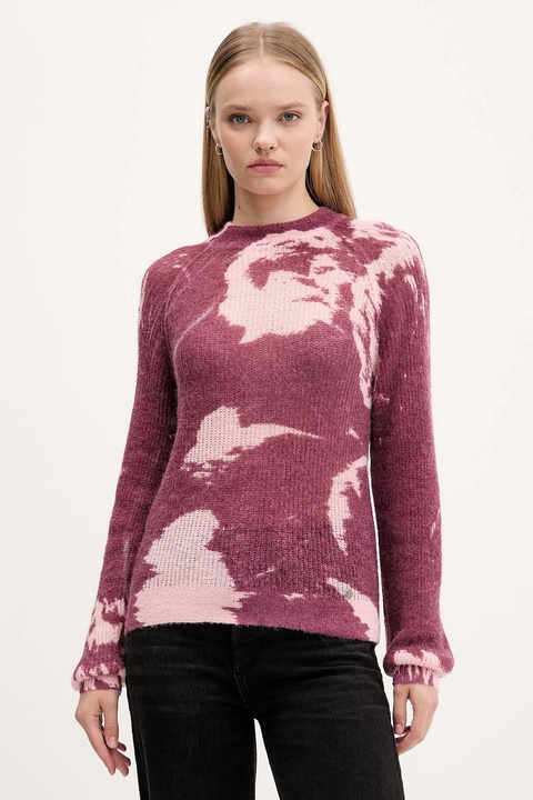 Desigual sweter z wełną HYDER damski kolor bordowy lekki 25WWJF31 - zdjęcie produktu nr 1