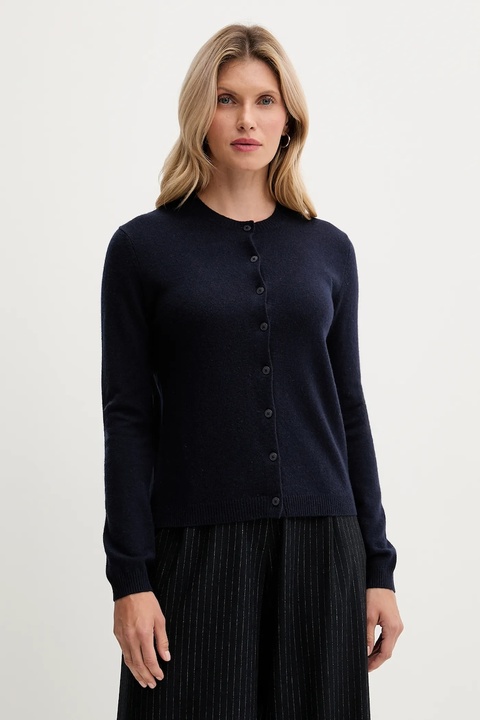 United Colors of Benetton kardigan z dodatkiem wełny damski kolor granatowy lekki 102HD502B - zdjęcie produktu nr 1