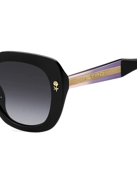 ETRO rose-embellished geometric sunglasses - Black - zdjęcie produktu nr 2