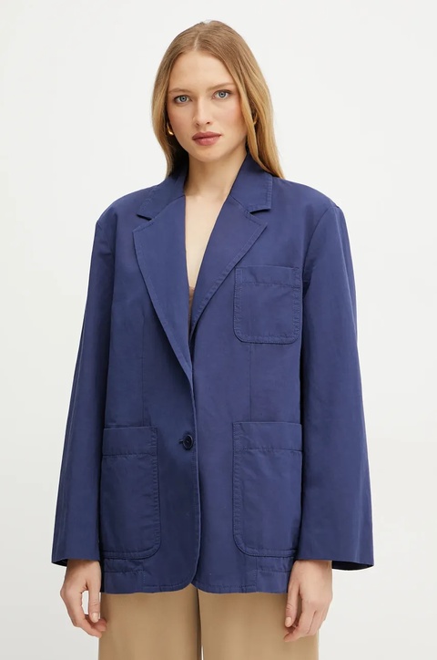 Weekend Max Mara marynarka kolor granatowy jednorzędowa gładka 2515041052600 - zdjęcie produktu nr 1