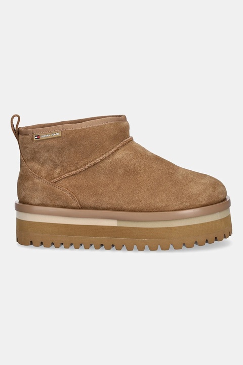 Tommy Jeans śniegowce zamszowe TJW FLATFORM SNOW BOOT SUEDE kolor beżowy EN0EN02841 - zdjęcie produktu nr 2