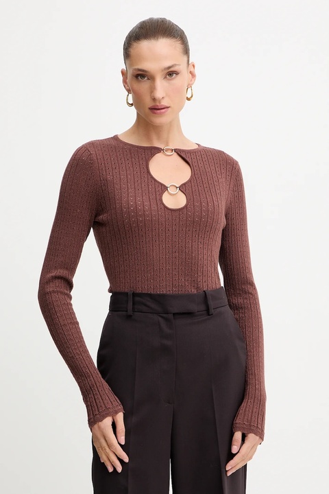 Fracomina sweter damski kolor brązowy lekki FS25WT7021K501Q7 - zdjęcie produktu nr 1