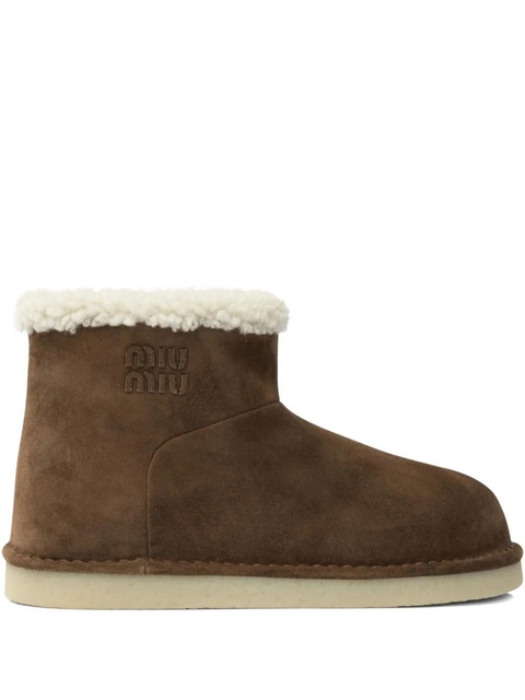 Miu Miu logo-detail shearling boots - Brown - zdjęcie produktu nr 1