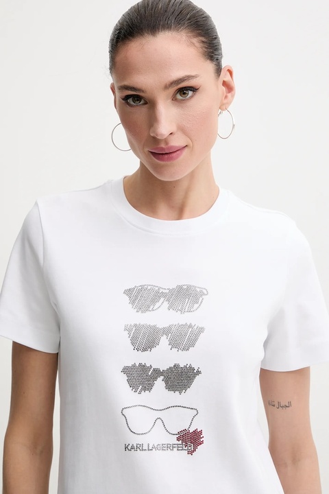 Karl Lagerfeld t-shirt bawełniany damski kolor biały A2W17103 - zdjęcie produktu nr 2
