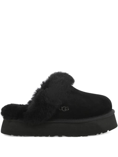 UGG Disquette faux-fur trimmed slippers - Black - zdjęcie produktu nr 1