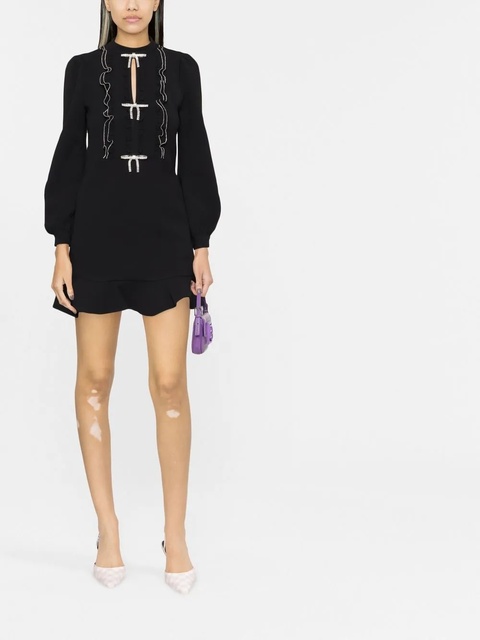 Self-Portrait crystal-embellished peplum minidress - Black - zdjęcie produktu nr 2