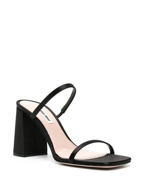 Miu Miu 90mm open-toe satin mules - Black - zdjęcie produktu nr 1