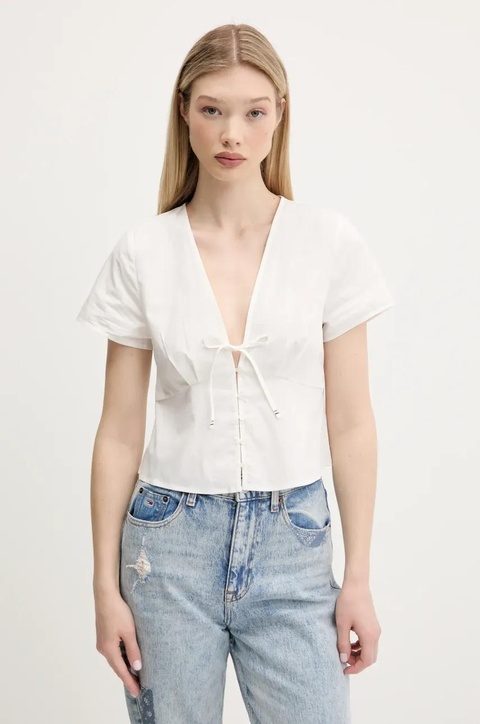 Tommy Jeans koszula bawełniana damska kolor biały regular DW0DW21352 - zdjęcie produktu nr 1