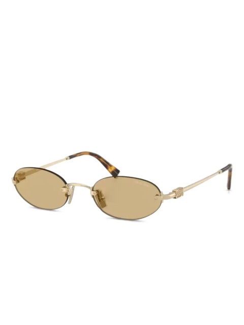 Miu Miu Eyewear logo-lettering sunglasses - Gold - zdjęcie produktu nr 1