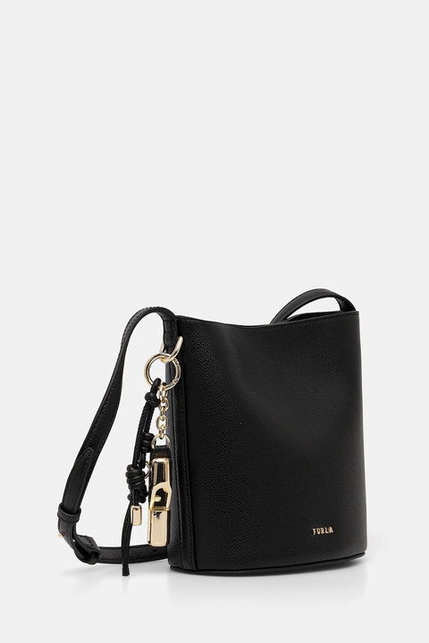 Furla torebka skórzana kolor czarny WE00859 ARE000 O6000 - zdjęcie produktu nr 2