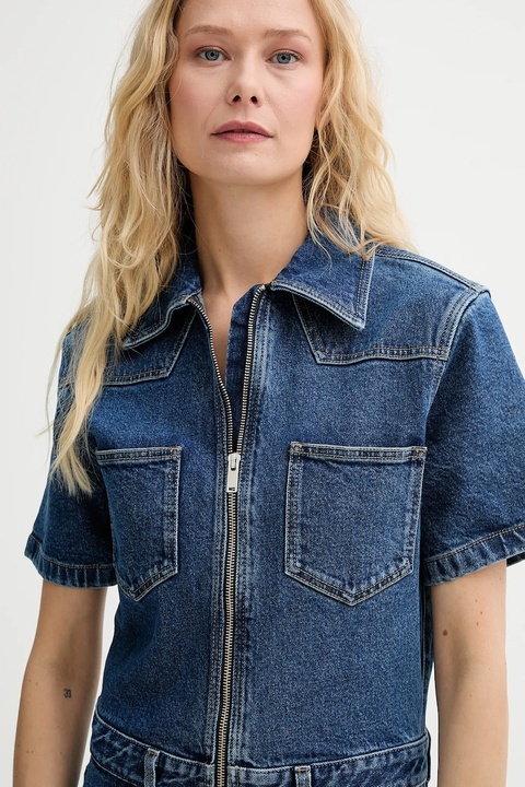 Filippa K kombinezon jeansowy kolor niebieski z kołnierzykiemm 31844.FK - zdjęcie produktu nr 2