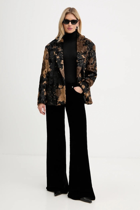 Armani Exchange spodnie welurowe damskie kolor czarny proste high waist XW001184 AF16093 - zdjęcie produktu nr 1