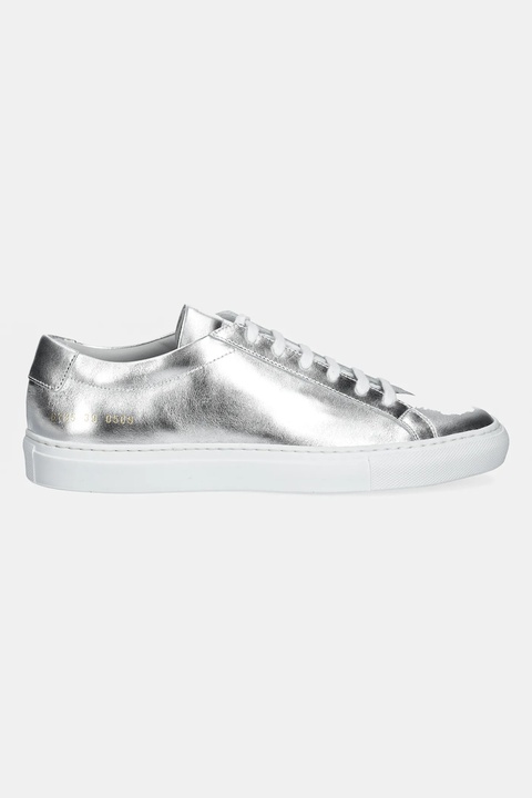 Common Projects sneakersy skórzane Achilles Shiny damskie kolor srebrny 6185 - zdjęcie produktu nr 1