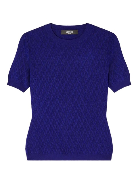 Versace textured-knit short-sleeve top - Blue - zdjęcie produktu nr 1