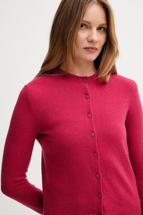 United Colors of Benetton kardigan z dodatkiem wełny damski kolor różowy lekki 102HD502B - zdjęcie produktu nr 2