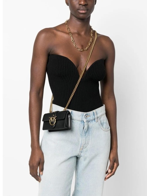 PINKO Love One Micro leather mini bag - Black - zdjęcie produktu nr 1