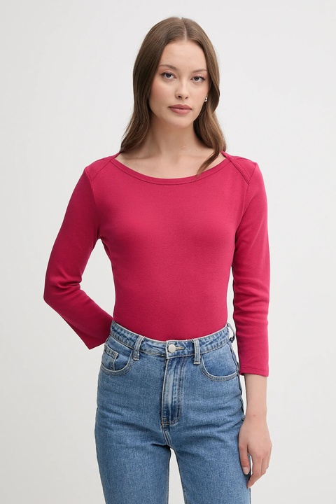 United Colors of Benetton longsleeve bawełniany kolor różowy 3GA2E16A1 - zdjęcie produktu nr 1