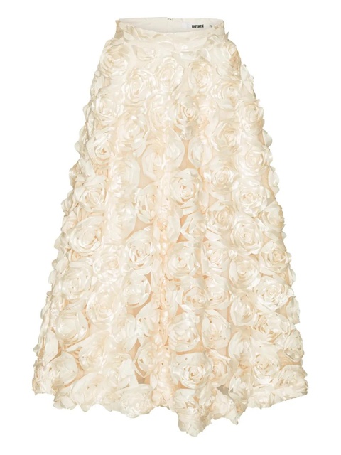 ROTATE BIRGER CHRISTENSEN Sun rose-embellished maxi skirt - Neutrals - zdjęcie produktu nr 1