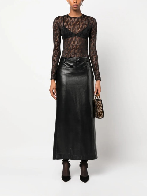 FENDI FF-print sheer bodysuit - Black - zdjęcie produktu nr 2