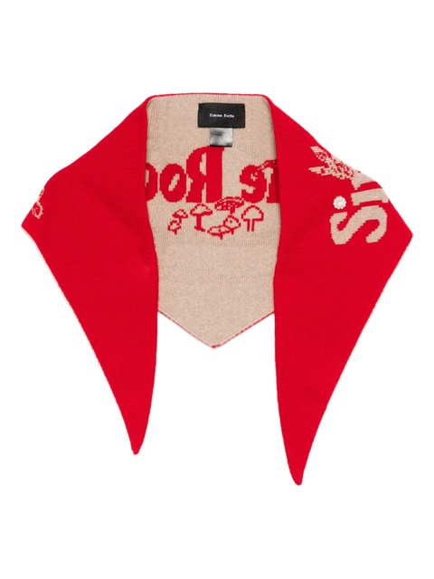 Simone Rocha pearl-embellished logo scarf - Red - zdjęcie produktu nr 1