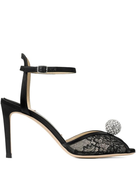Jimmy Choo 85mm Sacora crystal-detail sandals - Black - zdjęcie produktu nr 1