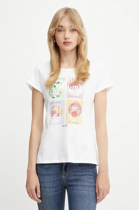 Liu Jo t-shirt bawełniany damski kolor biały WA5478.J6410 - zdjęcie produktu nr 1