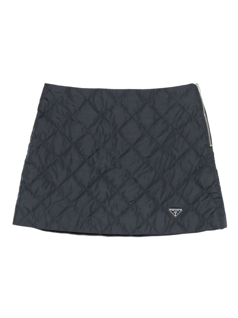 Prada logo-plaque quilted mini skirt - Blue - zdjęcie produktu nr 1