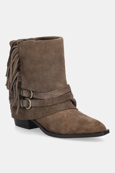 Answear.LAB botki zamszowe kolor brązowy na słupku - zdjęcie produktu nr 2