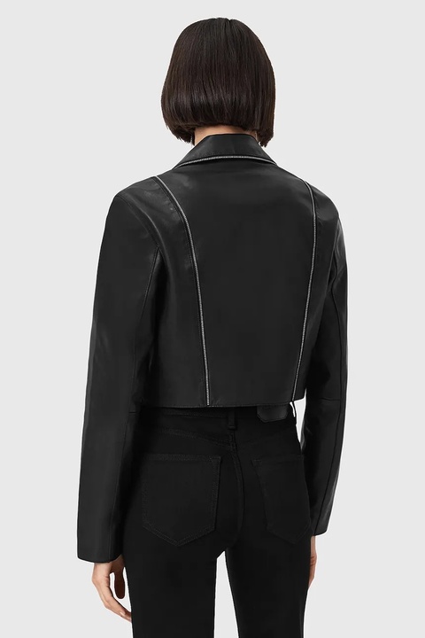 AllSaints kurtka skórzana LANDERS kolor czarny przejściowa W058LD - zdjęcie produktu nr 2