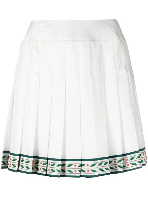Casablanca Laurel pleated silk miniskirt - White - zdjęcie produktu nr 1
