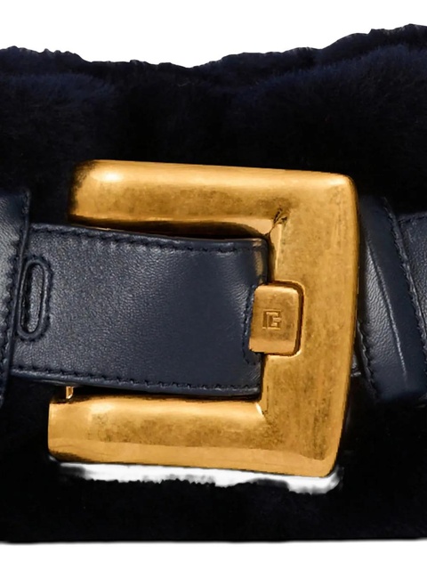 Balmain mini Anthem shearling buckle-detail clutch bag - Black - zdjęcie produktu nr 2