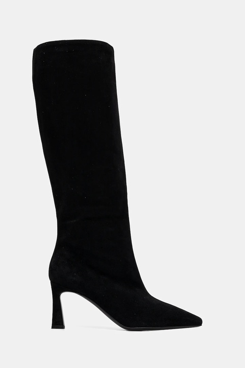 Pollini kozaki zamszowe kolor czarny na szpilce SA26077C0NTA0000 - zdjęcie produktu nr 2